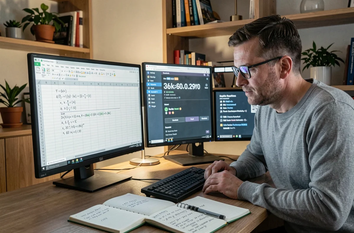 Développeur calculant un nombre de jours depuis une date sur un tableau de bord numérique