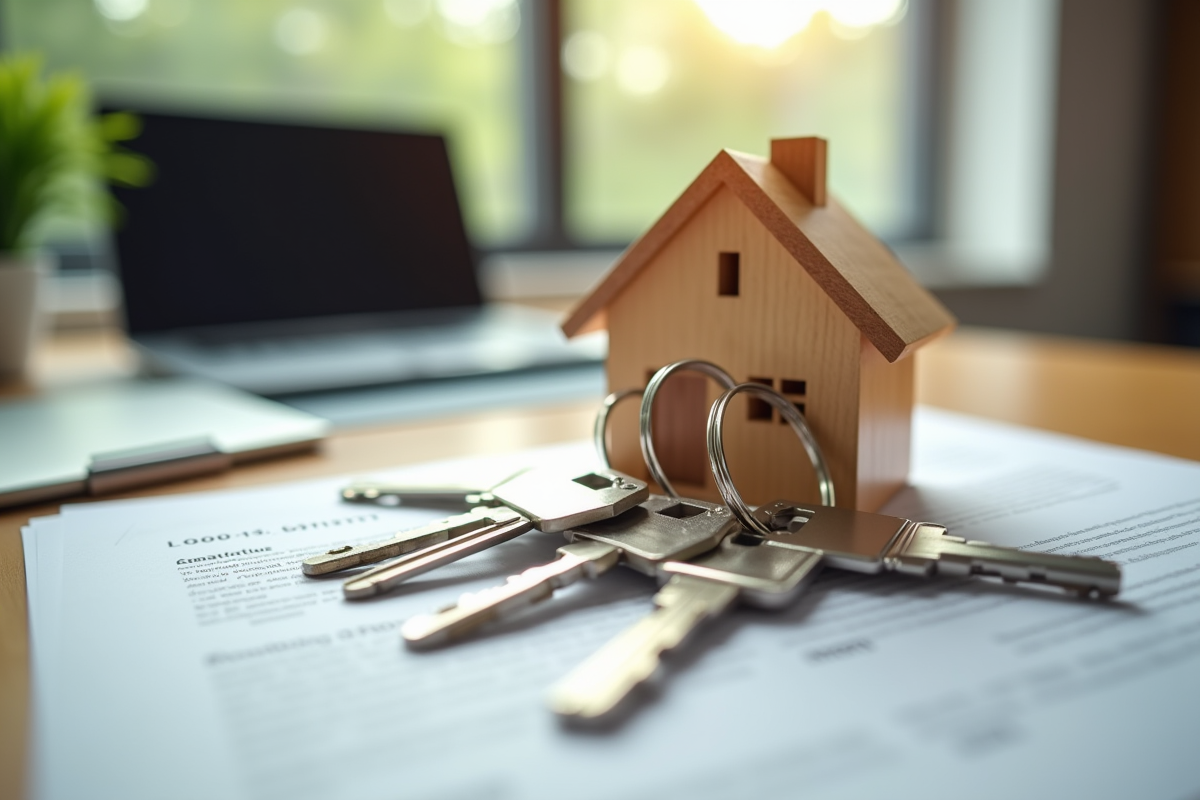 Clés de maison avec contrat sur bureau en intérieur