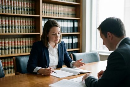 Femme d'affaires en réunion dans un bureau moderne