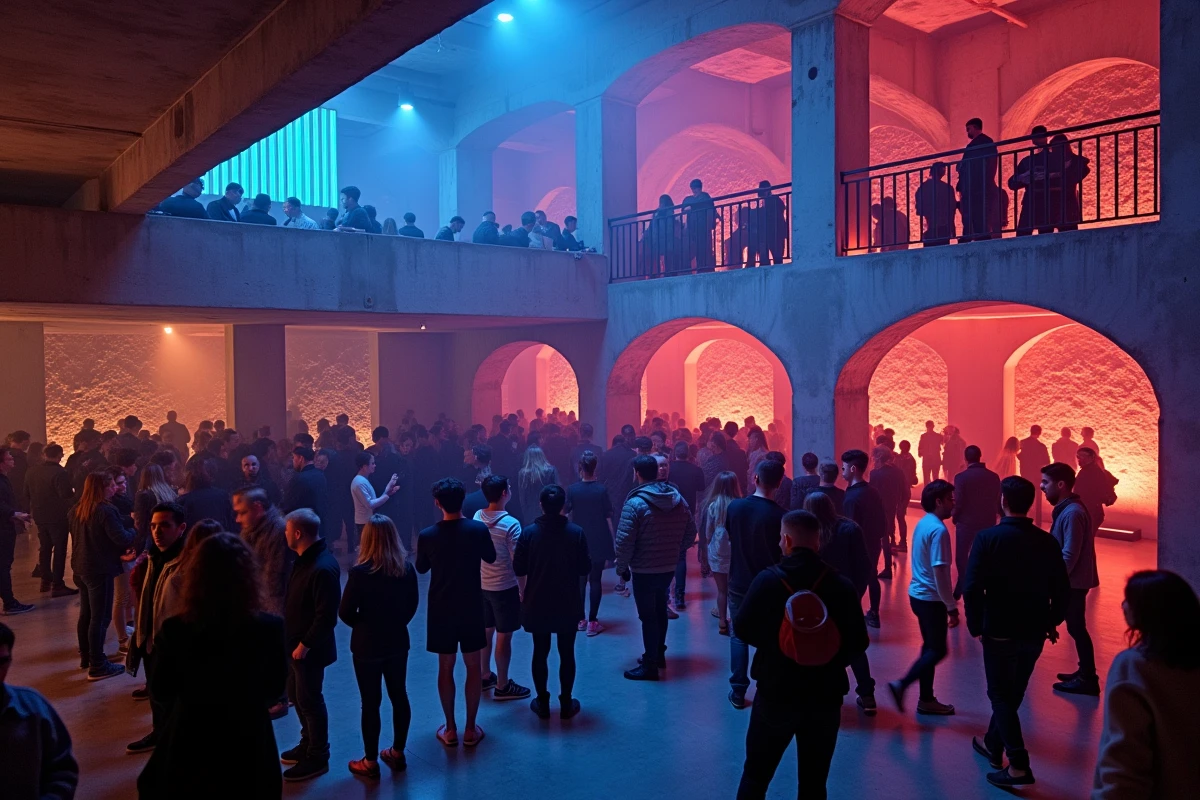 Vue panoramique d'une boîte de nuit branchée à Marseille avec DJ et ambiance festive pour trentenaires