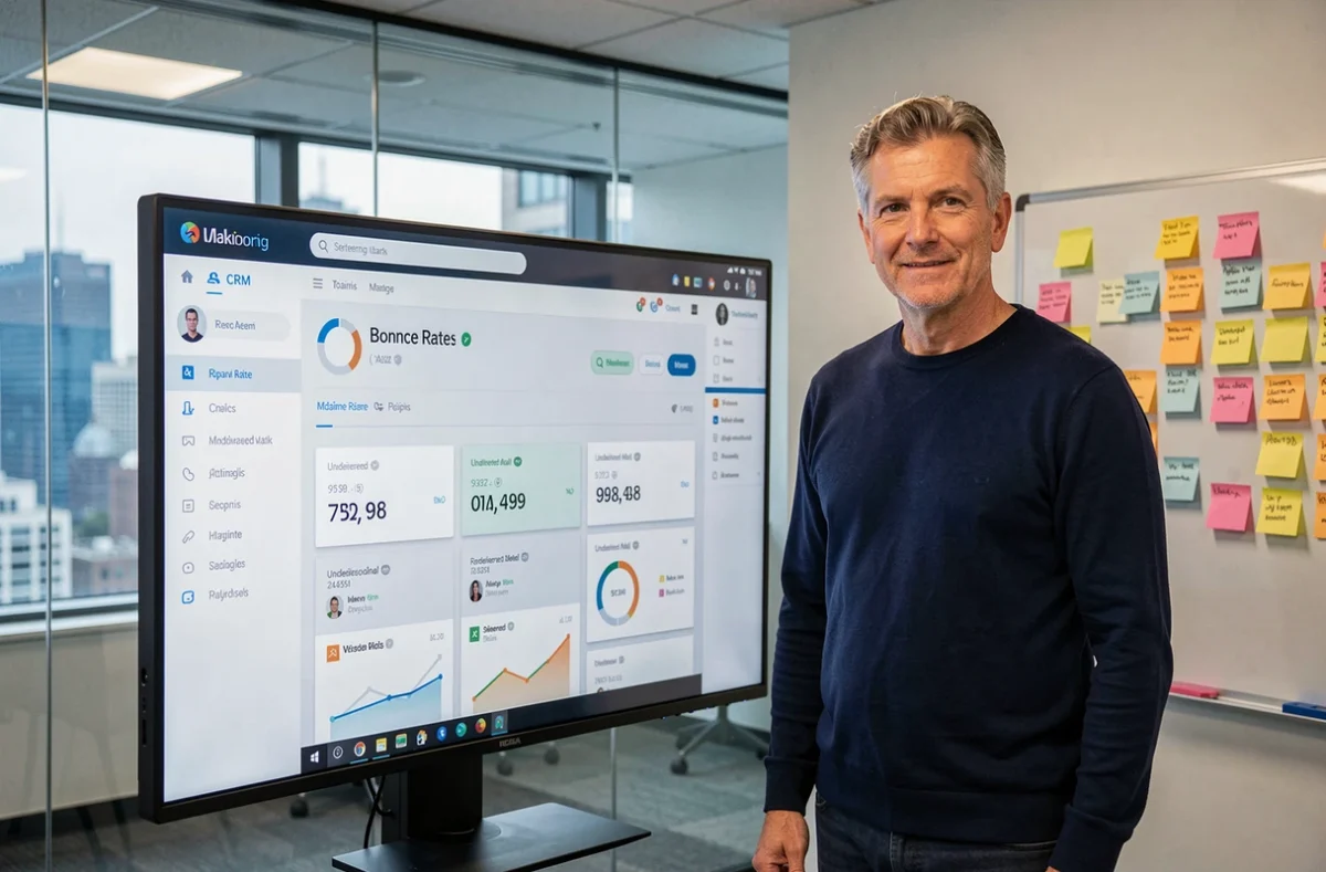 Responsable marketing consultant un tableau de bord CRM affichant des statistiques de messages non distribués et taux de rebond