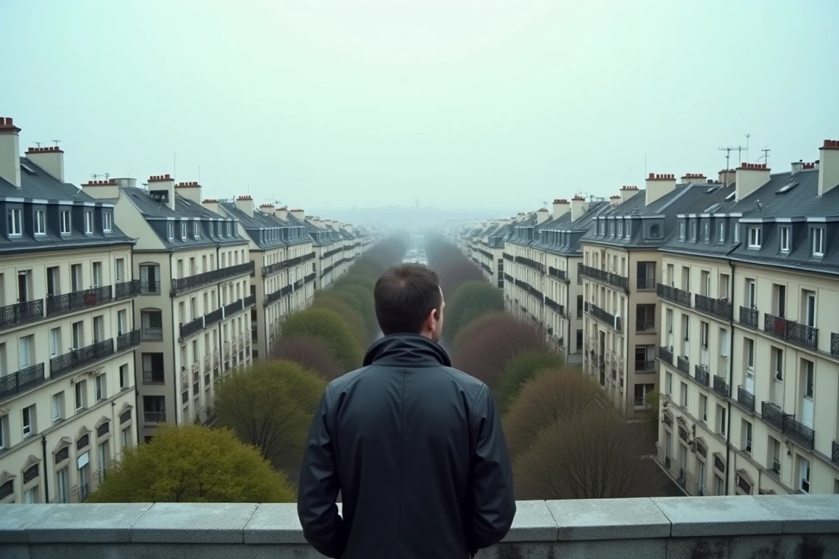Vue en hauteur sur un paysage urbain contrasté montrant la ségrégation spatiale entre quartiers riches et quartiers défavorisés